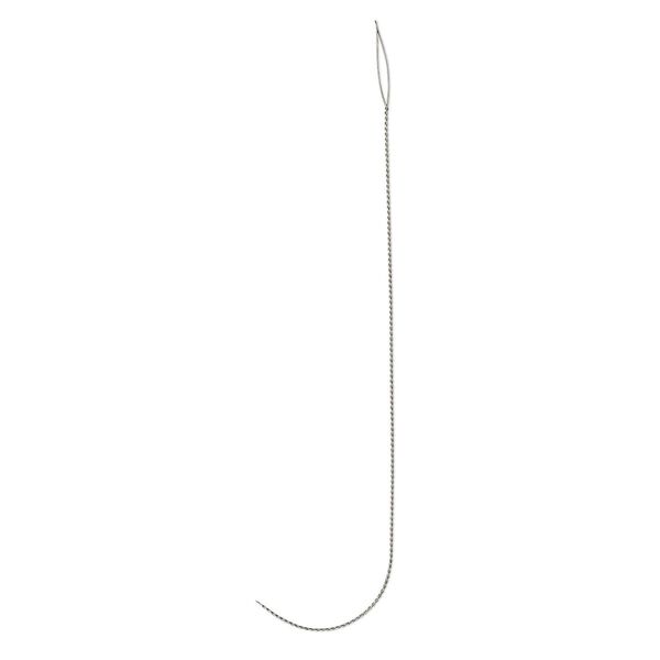 Needle, stainless steel, 0.47mm with 0.75mm eye width, 4-inch twisted "J" shape. Sold per pkg of 5. image number 0