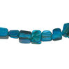 Mother-of-pearl shell 1pkg1, triangle tube bead 14 inch dark aqua blue 8x8mm-11x9mm image number 0