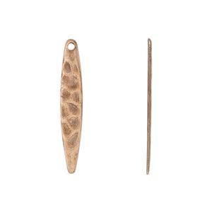 Drop, antique copper-plated steel, 28x5mm textured drop. Sold per pkg of 50.