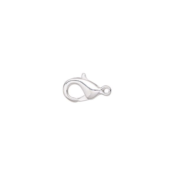 Clasp, lobster claw, silver-plated "pewter" (zinc-based alloy), 10x6mm. Sold per pkg of 500. image number 0
