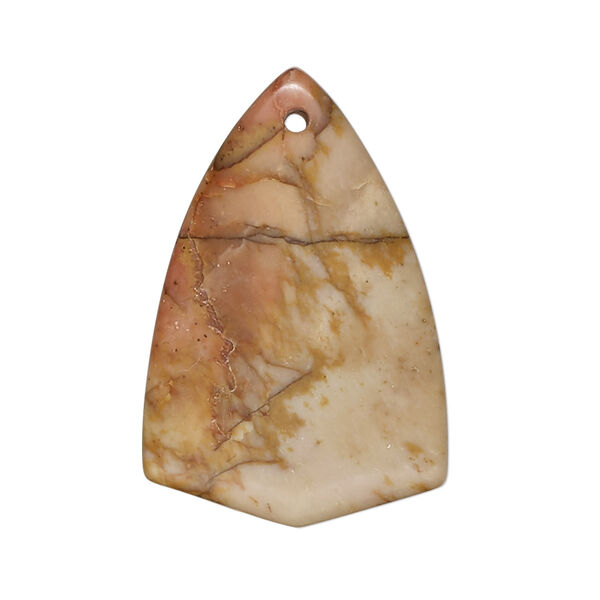 Focal, spiderweb jasper (natural), 32x21mm-34x23mm shield with 0.4-1.4mm hole, B grade, Mohs hardness 6-1/2 to 7. Sold individually. image number 0