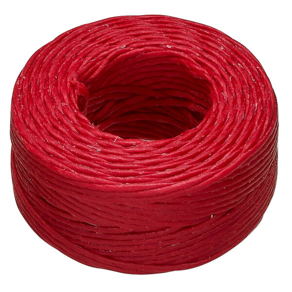 Thread, Hemptique®, polyester, pkg/25 yards, red, 1mm smooth. image number 0