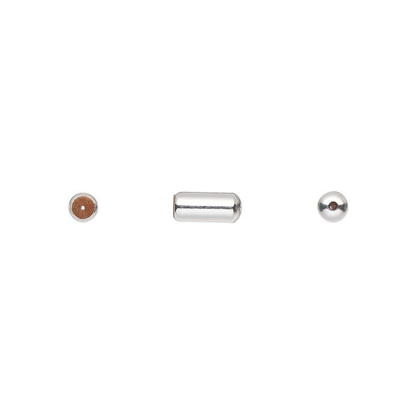 Earnut, plastic and silver-plated brass, 7x3mm. Sold per pkg of 50 pairs. image number 0