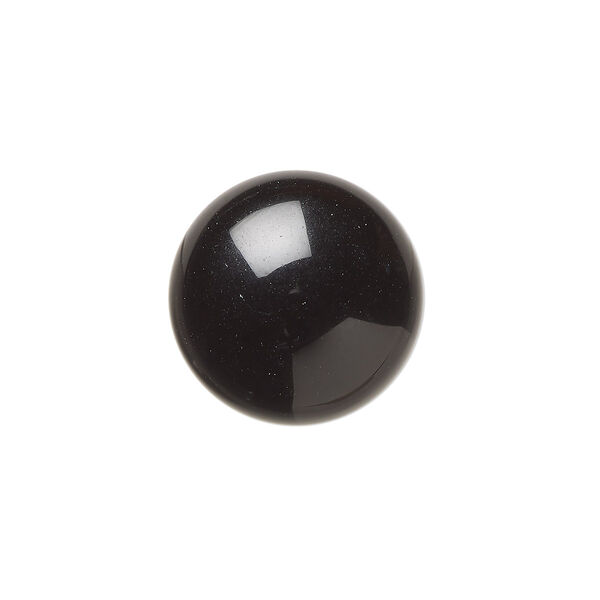 Cabochon, black onyx (dyed), 16mm calibrated round, B grade, Mohs hardness 6-1/2 to 7. Sold per pkg of 2. image number 0
