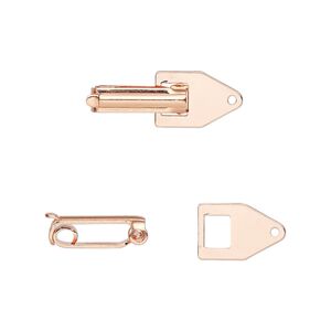 Clasp fold-over 1pkg10 copper-plated, 22x7.5mm, copper 1-strand