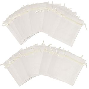 Pouch, chiffon, ivory, 3-1/2x3 inches. Sold per pkg of 24.