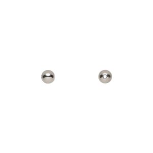 Bead, stainless steel, 4mm round. Sold per pkg of 100.
