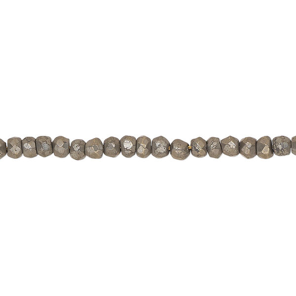Bead, oxidized pyrite (natural), dark, 3x2mm-4x3mm hand-cut faceted rondelle with 0.4-1.1mm hole, D grade, Mohs hardness 6. Sold per 13-inch strand. image number 0