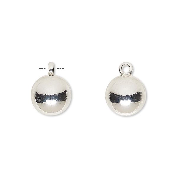 Drop, silver-finished "pewter" (zinc-based alloy), 10mm round. Sold per pkg of 10. image number 0