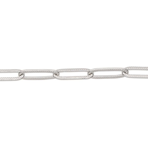Chain, stainless steel, 4mm textured paperclip. Sold per pkg of 5 feet. image number 0