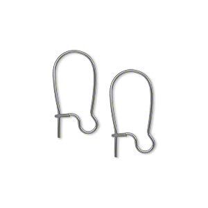 Ear wire kidney 1pkg100 gunmetal-plated, 18mm / open loop, 21 gauge brass 50 pair