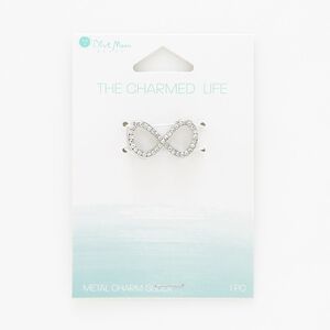 Slider, glass and silver-finished "pewter" (zinc-based alloy), 23x13mm infinity with 10x2.5mm hole. Sold individually.