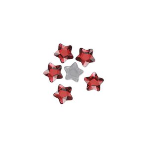 Flat back 6pk scarlet foil back, Crystal Passions® hotfix rhinestone 6mm star flower 3754
