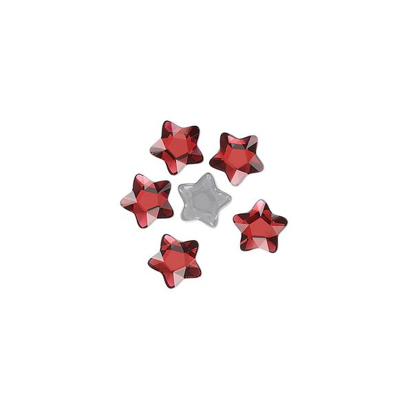 Flat back 6pk scarlet foil back, Crystal Passions® hotfix rhinestone 6mm star flower 3754 image number 0