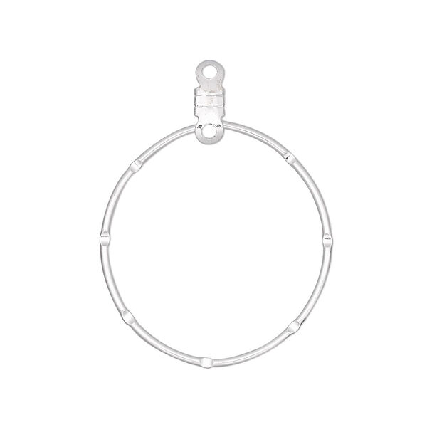 Beading hoop, silver-plated steel, 26mm notched round with closed loop. Sold per pkg of 100. image number 0