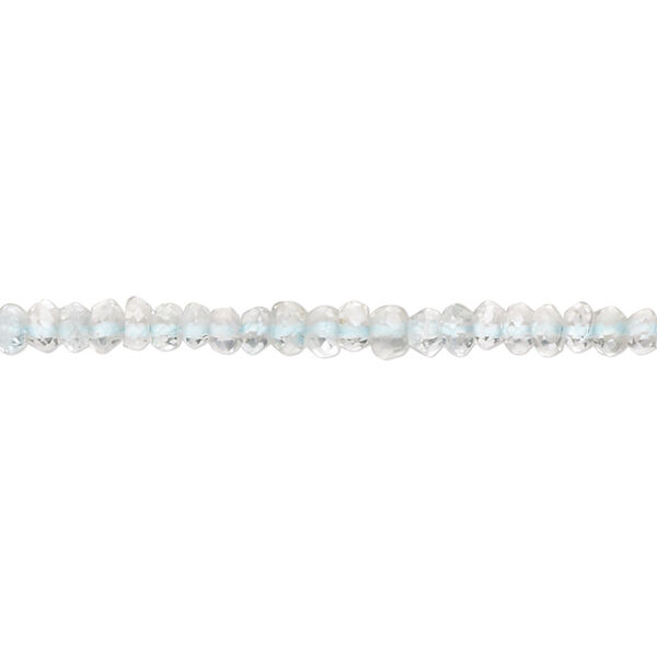 Bead, goshenite (natural), 3x2mm-4x3mm hand-cut faceted rondelle, B- grade, Mohs hardness 7-1/2 to 8. Sold per 13-inch strand, approximately 160 beads. image number 0