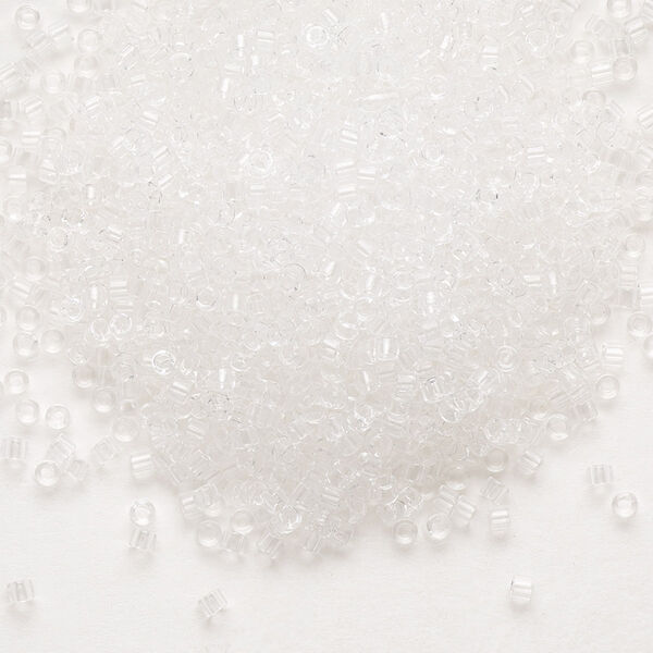Seed bead, Delica®, glass, pkg/7.5g, #11 round, transparent crystal clear (DB-0141). image number 0