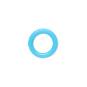 Component, Oh! Ring™, silicone, neon blue, 15mm round with 10mm hole. Sold per pkg of 100.