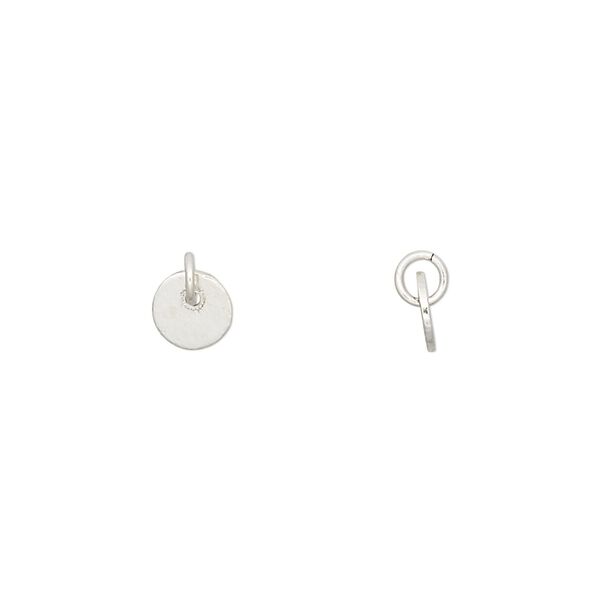 Drop, sterling silver, 6mm flat round. Sold per pkg of 12. image number 0