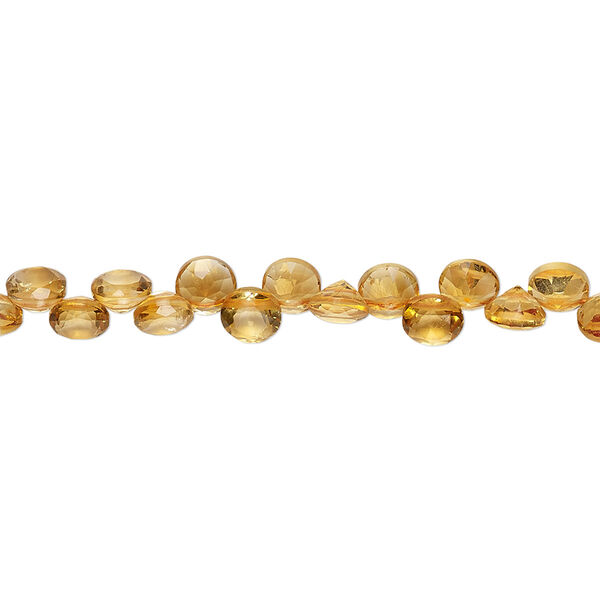 Bead, citrine (heated), dark, 4x3mm-5x4mm hand-cut top-drilled faceted round, B grade, Mohs hardness 7. Sold per 5-inch strand, approximately 40-45 beads. image number 0