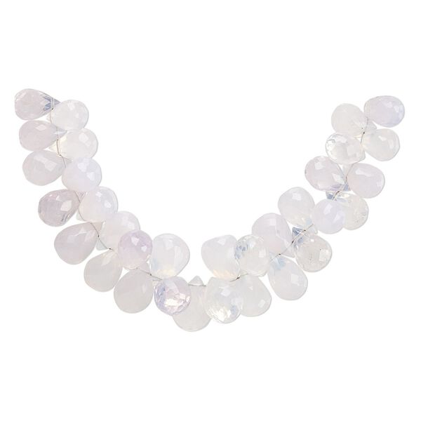 Lavender quartz 1pkg1, hand-cut top-drilled faceted briolette bead natural 4 inch 8x6mm-11x7mm image number 0