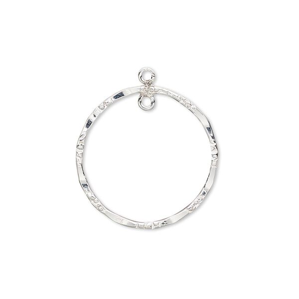 Drop, sterling silver-filled, 21mm double-sided hammered and textured open round with loop. Sold individually. image number 0