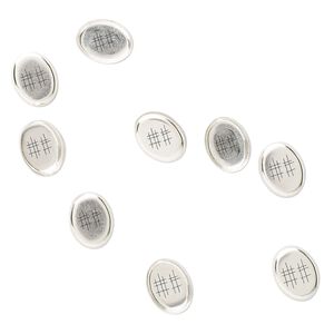 Bezel cup, sterling silver, solid back, 8x6mm oval. Sold per pkg of 10.