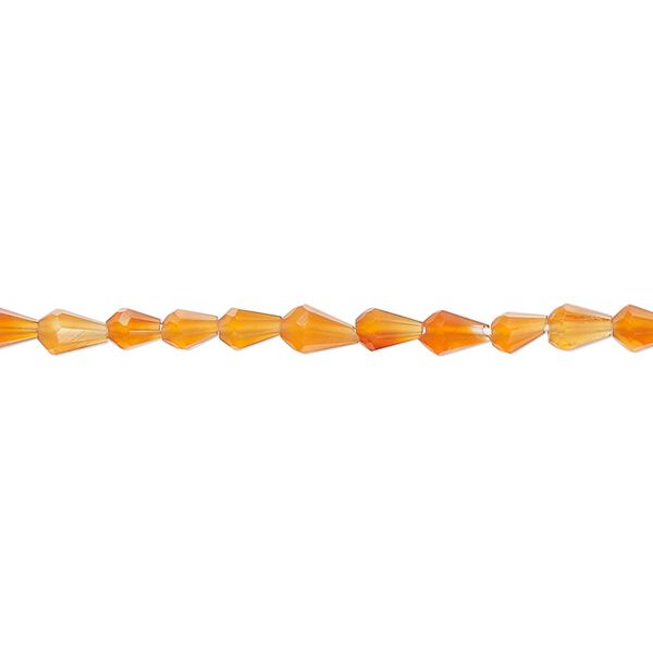 Carnelian 1pkg1, hand-cut faceted teardrop bead 15 inch 4x2mm-5x3mm image number 0