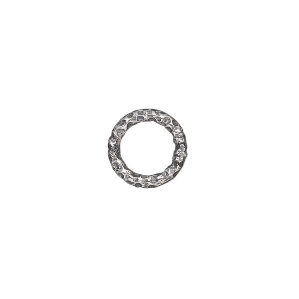 Jump ring, antiqued sterling silver, 10mm hammered round, 7mm inside diameter, 12 gauge. Sold per pkg of 2. image number 0