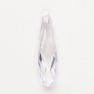 Focal 1pkg1, cubic zirconia, translucent clear, 36x9mm top-drilled double-sided hand-faceted teardrop.