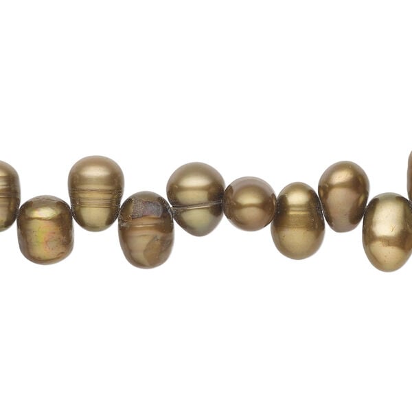 Freshwater pearl 1pkg1, top-drilled rice, 15 inch golden brown 7x5mm-10x7mm cultured image number 0
