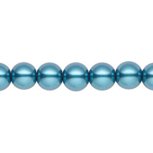 Pearl 1pk teal, Celestial Crystal® 8mm round 15.5-16 inch