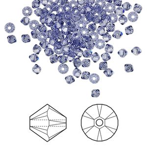 Bead 1440pk tanzanite, Swarovski® 3mm XILION bicone 5328