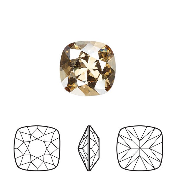 Fancy stone 1pk crystal golden shadow foil back, Crystal Passions® 12mm cushion 4470 image number 0