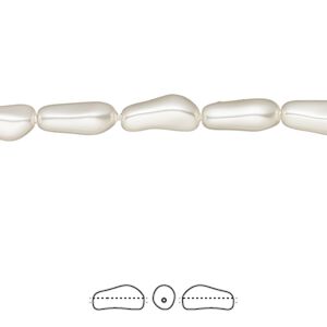 Pearl 10pk white, Crystal Passions® 10x4mm baroque elongated 5844