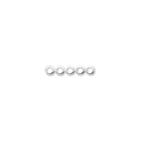 Spacer bar, silver-plated brass, 15x3mm 5-strand, fits up to 3mm bead. Sold per pkg of 100. image number 0