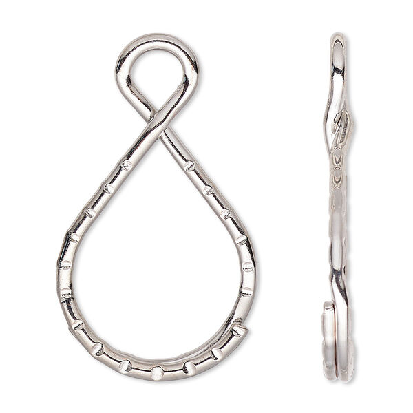 Split ring, imitation nickel-finished steel, 37x18mm teardrop with loop. Sold per pkg of 100. image number 0