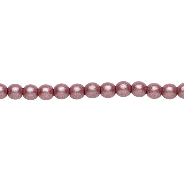 Bead, Czech glass druk, opaque satin mauve, 4mm round. Sold per 15-1/2" to 16" strand. image number 0