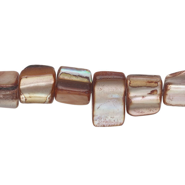 Mother-of-pearl shell 1pkg1, triangle tube bead 15 inch brown 8x7mm-11x9mm image number 0