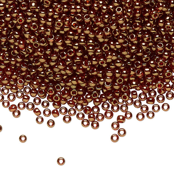 Seed bead, TOHO BEADS®, glass, pkg/7.5g, #11 round, translucent luster African sunset gold (TR-11-329). image number 0