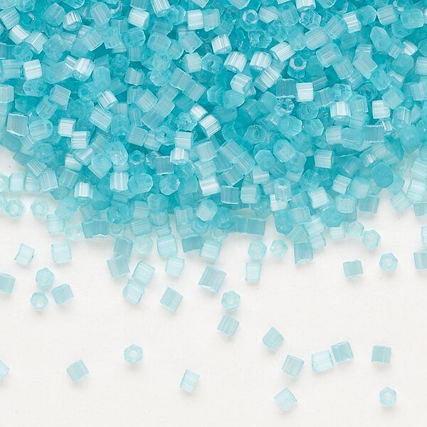 Seed bead, Preciosa Ornela Czech glass, pkg/500g, #11 2-cut hex, translucent solgel dyed satin teal, (05165). image number 0