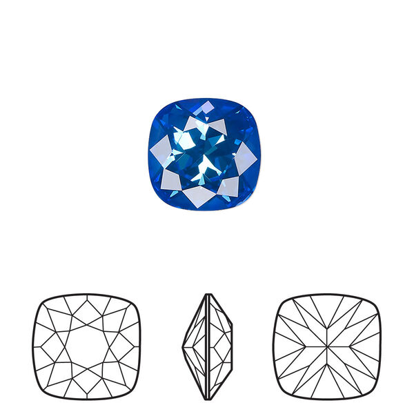 Fancy stone 1pk crystal royal blue DeLite, Crystal Passions® 12mm cushion 4470 image number 0