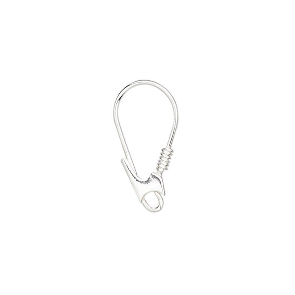 Ear wire, sterling silver, 20x10mm with coil and open loop, 20 gauge. Sold per pair. image number 0