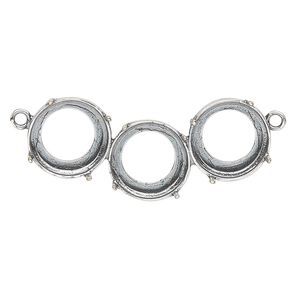 Link, JBB Findings, antique silver-plated brass, 35x15.5mm with open back and (3) SS47 4-prong rivoli settings. Sold individually.