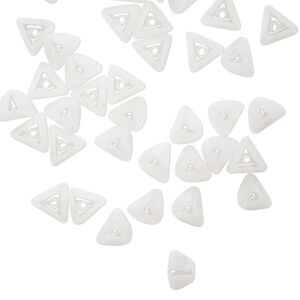 Bead, Preciosa, Czech pressed glass, opaque alabaster snow white, 6x4mm pyramid with 0.8-0.9mm hole. Sold per pkg of 40.