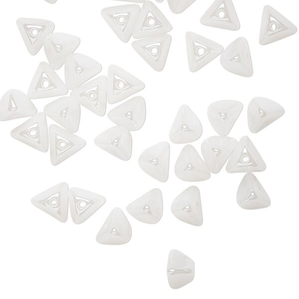 Bead, Preciosa, Czech pressed glass, opaque alabaster snow white, 6x4mm pyramid with 0.8-0.9mm hole. Sold per pkg of 40. image number 0