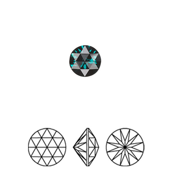 Round stone 2pk emerald foil back, Crystal Passions® 8mm rose cut round 1401 image number 0