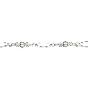Chain 1pkg1 silver-plated oval & link, 3mm open / 2.5mm ball, brass 5 foot unfinished