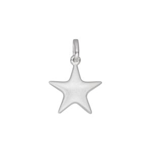 Charm, sterling silver, 15x14mm satin flat star. Sold individually.