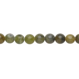 Green serpentine 1pkg1, round bead natural 15 inch 5-6mm